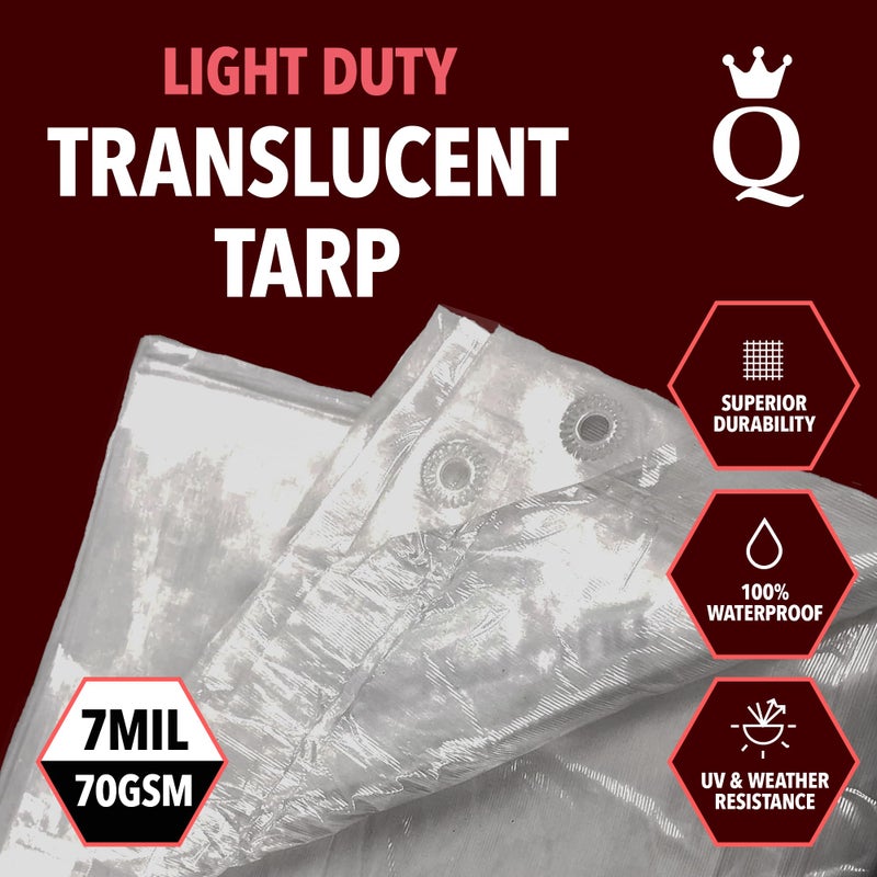 Queen of Tarps ملكة الأغطية | 6x8 غطاء خفيف الوزن مقاوم للماء، 70 GSM بسماكة 7 MIL، مقاوم للأشعة فوق البنفسجية/التمزق، للتخييم، الأثاث الخارجي، السيارة، الخيام، الطلاء، حماية الحطب - Image 2